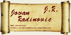 Jovan Radinović vizit kartica